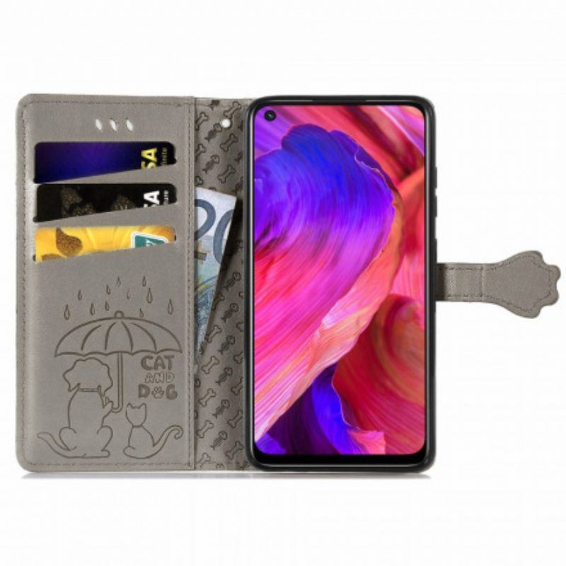 Flip Case Für Oppo A54 5G / A74 5G Animierte Tiere