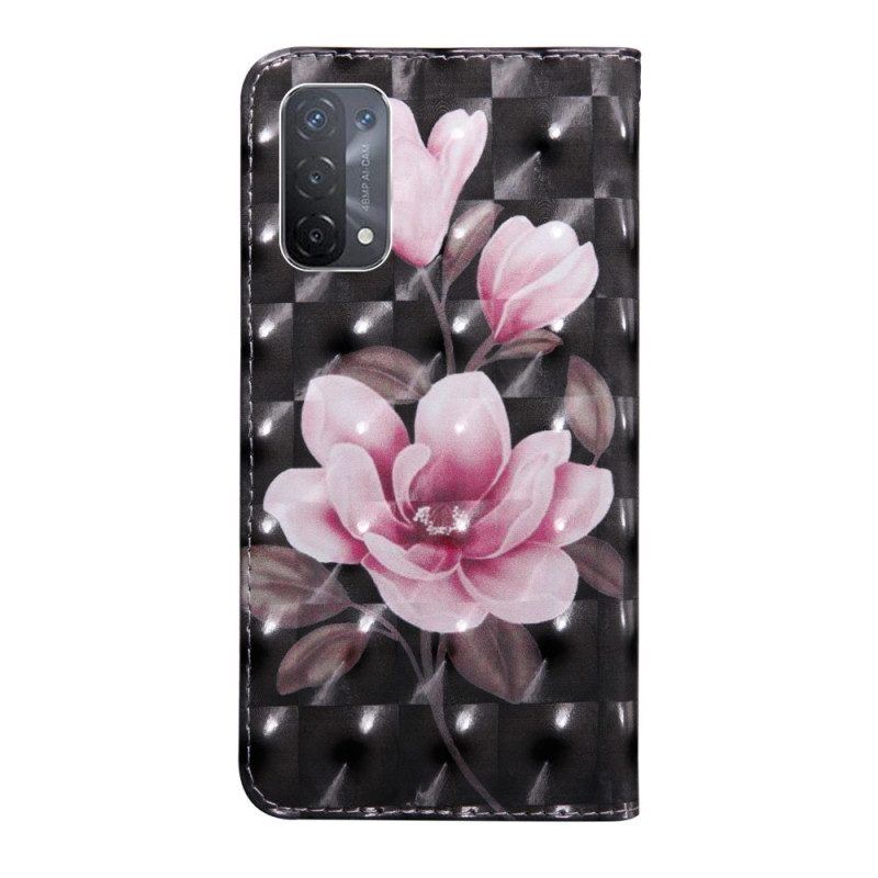 Flip Case Für Oppo A54 5G / A74 5G Blumen Mit Schlüsselband