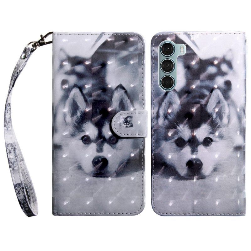 Flip Case Für Oppo A54 5G / A74 5G Husky-hund Mit Schlüsselband