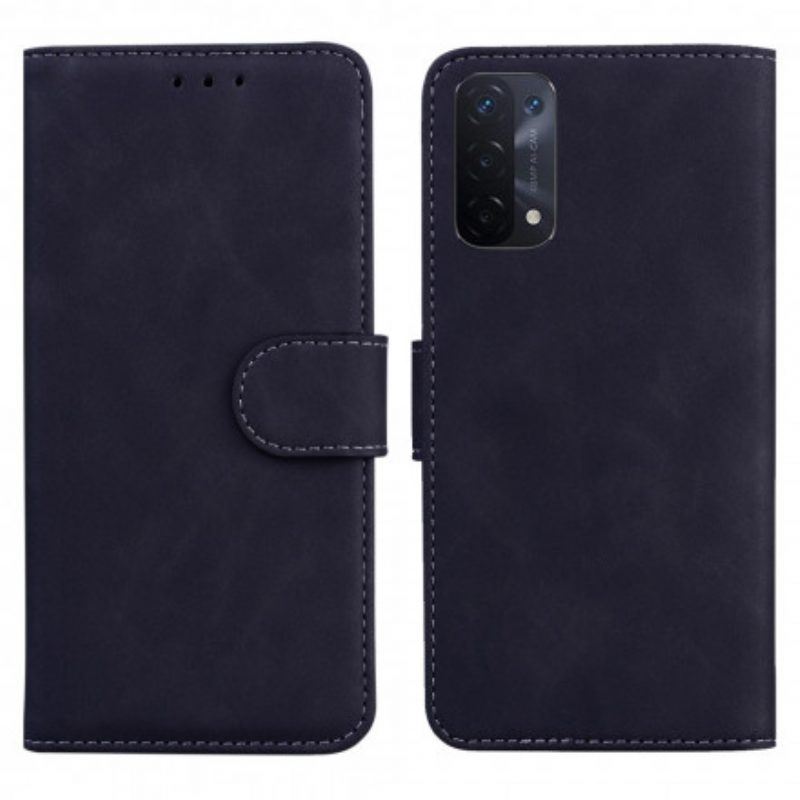 Flip Case Für Oppo A54 5G / A74 5G Monochromer Ledereffekt