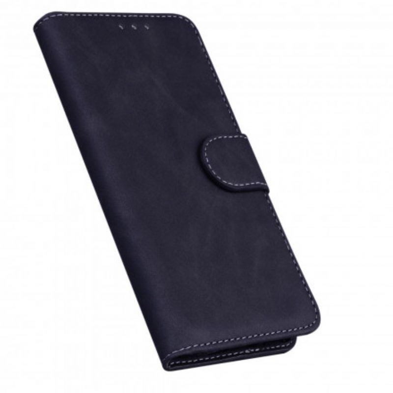 Flip Case Für Oppo A54 5G / A74 5G Monochromer Ledereffekt