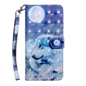 Flip Case Für Oppo A54 5G / A74 5G Wolf Mit Schlüsselband