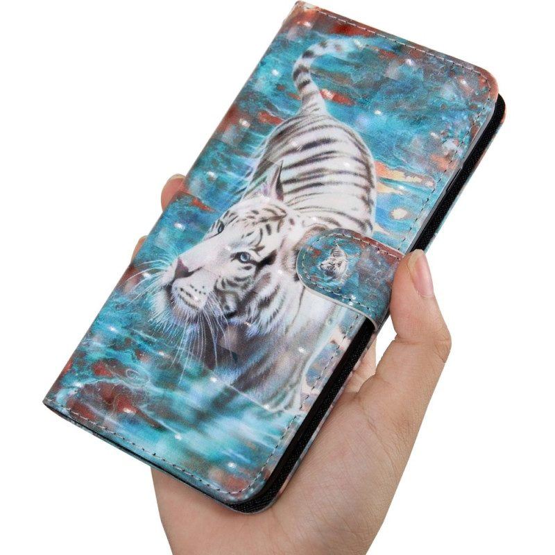 Lederhüllen Für Oppo A54 5G / A74 5G Tiger-kunstleder Mit Schlüsselband