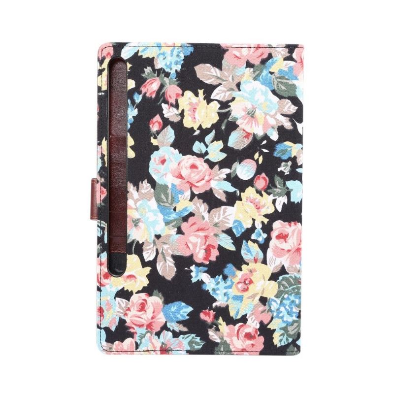 Flip Case Für Samsung Galaxy Tab S7+ Blumenstoff