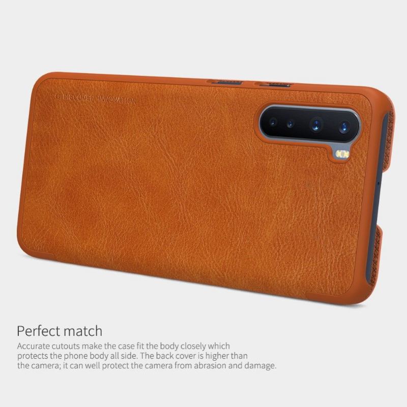 Flip Case Für OnePlus Nord Qin-ledereffekt - Havanna