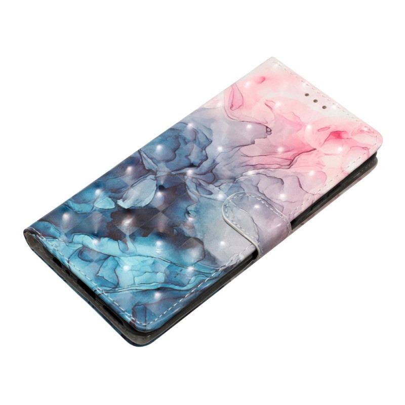 Lederhüllen Für Samsung Galaxy S24 Plus 5g Rosa-blauer Marmor Mit Riemen