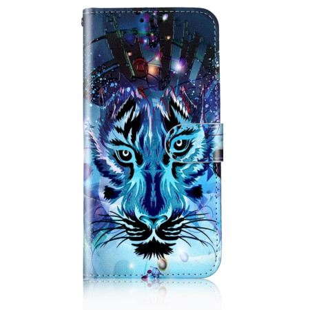 Lederhüllen Samsung Galaxy S24 Plus 5g Handyhülle Bunter Wolf Mit Riemen