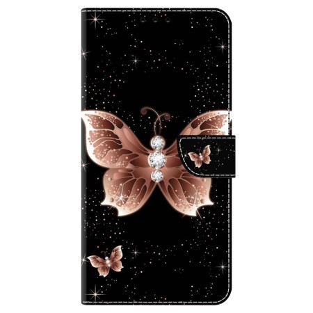 Lederhüllen Samsung Galaxy S24 Plus 5g Handyhülle Rosa Diamant-schmetterling