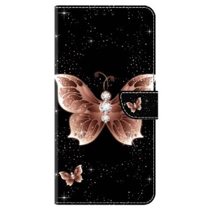 Lederhüllen Samsung Galaxy S24 Plus 5g Handyhülle Rosa Diamant-schmetterling