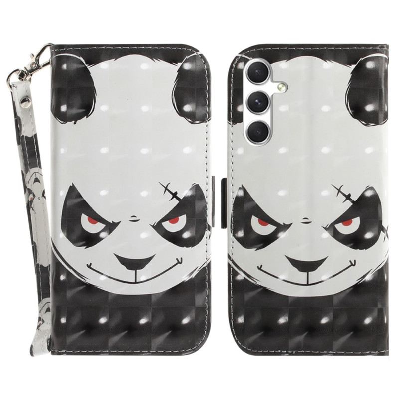 Lederhüllen Samsung Galaxy S24 Plus 5g Wütender Panda Mit Riemen