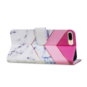 Flip Case Für iPhone 8 Plus / 7 Plus Marmorgeometrie