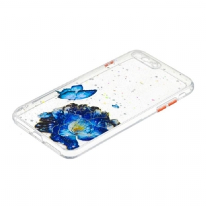 Handyhülle Für iPhone 8 Plus / 7 Plus Blaue Blumen Und Schmetterlinge