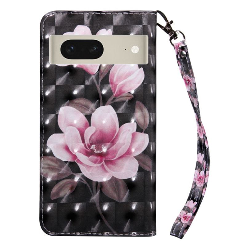 Lederhüllen Google Pixel 8 Rosa Blumen Mit Riemen