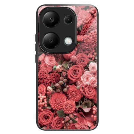 Hülle Für Xiaomi Redmi Note 13 Pro 4g Rote Und Rosa Blumen Aus Gehärtetem Glas