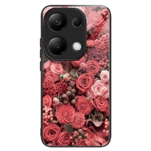 Hülle Für Xiaomi Redmi Note 13 Pro 4g Rote Und Rosa Blumen Aus Gehärtetem Glas