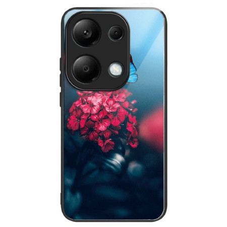 Hülle Xiaomi Redmi Note 13 Pro 4g Rote Blumen Und Schmetterlinge Aus Gehärtetem Glas