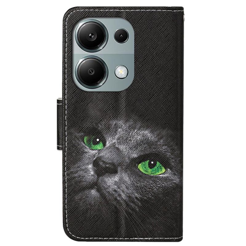 Lederhüllen Xiaomi Redmi Note 13 Pro 4g Handyhülle Grünäugige Katze Mit Riemen