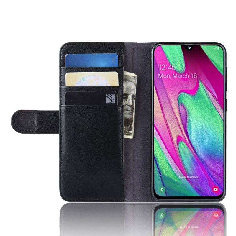 Case Für Samsung Galaxy A40 Premium-leder - Schwarz