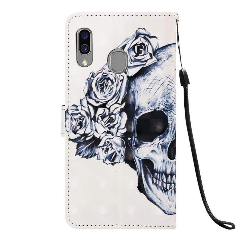 Flip Case Für Samsung Galaxy A40 Schädelblumen