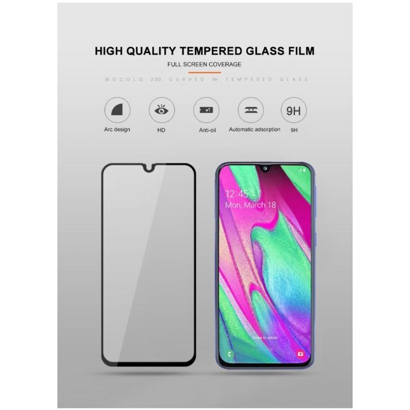 Samsung Galaxy A40 - Displayschutzfolie Aus Gehärtetem Glas In Voller Größe - Schwarz