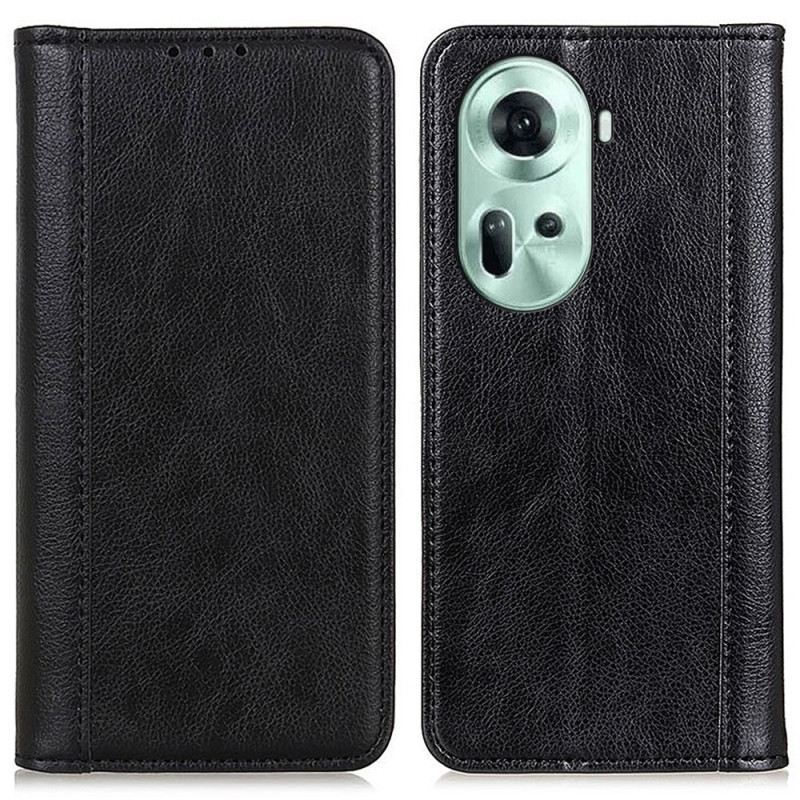 Flip Case Oppo Reno 11 5g Handyhülle Spaltleder Mit Litschi-struktur