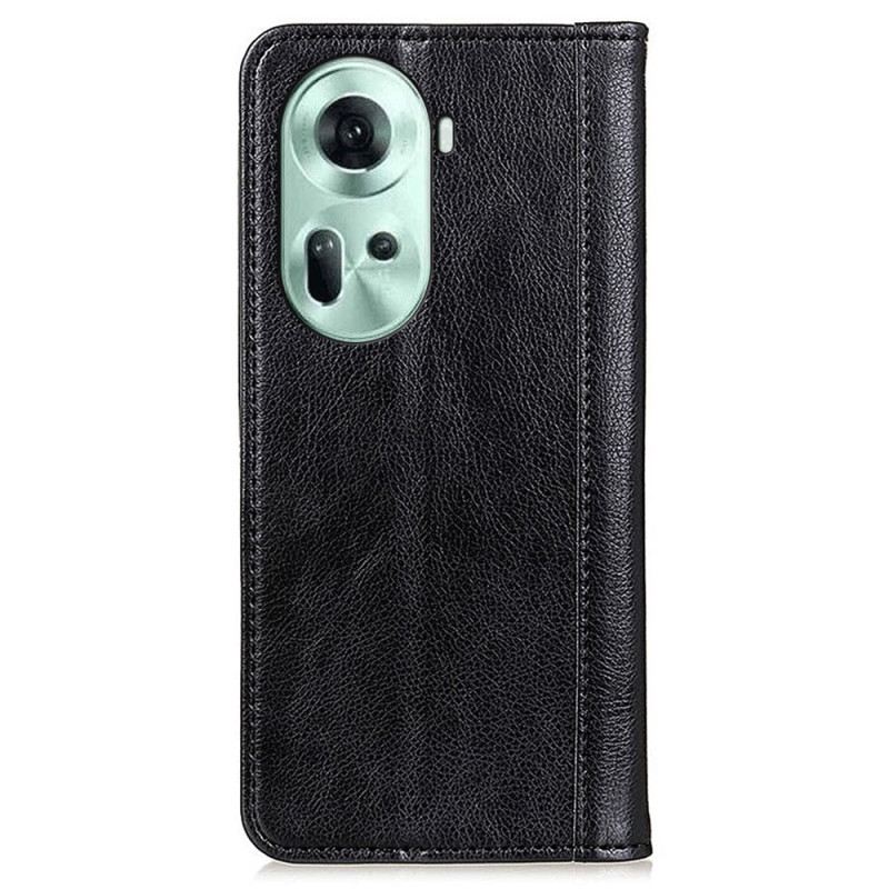 Flip Case Oppo Reno 11 5g Handyhülle Spaltleder Mit Litschi-struktur