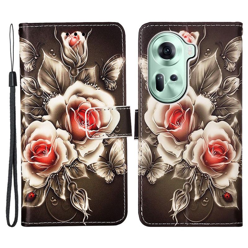 Lederhüllen Für Oppo Reno 11 5g Riemenrosen