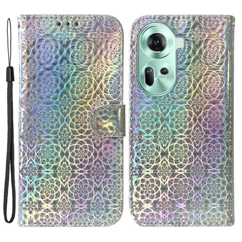 Lederhüllen Oppo Reno 11 5g Handyhülle Riemchen-disco-stil