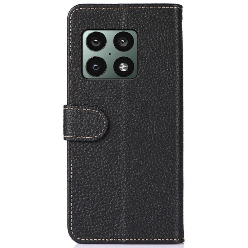 Flip Case Für OnePlus 10 Pro 5G Echtes Khazneh-litschi-leder