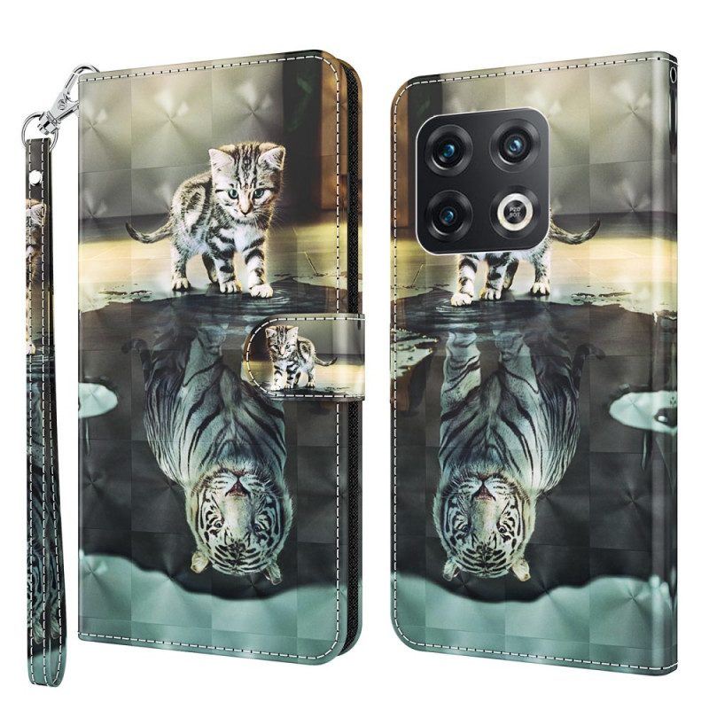 Flip Case Für OnePlus 10 Pro 5G Mit Kordel Strappy Kitten Dream