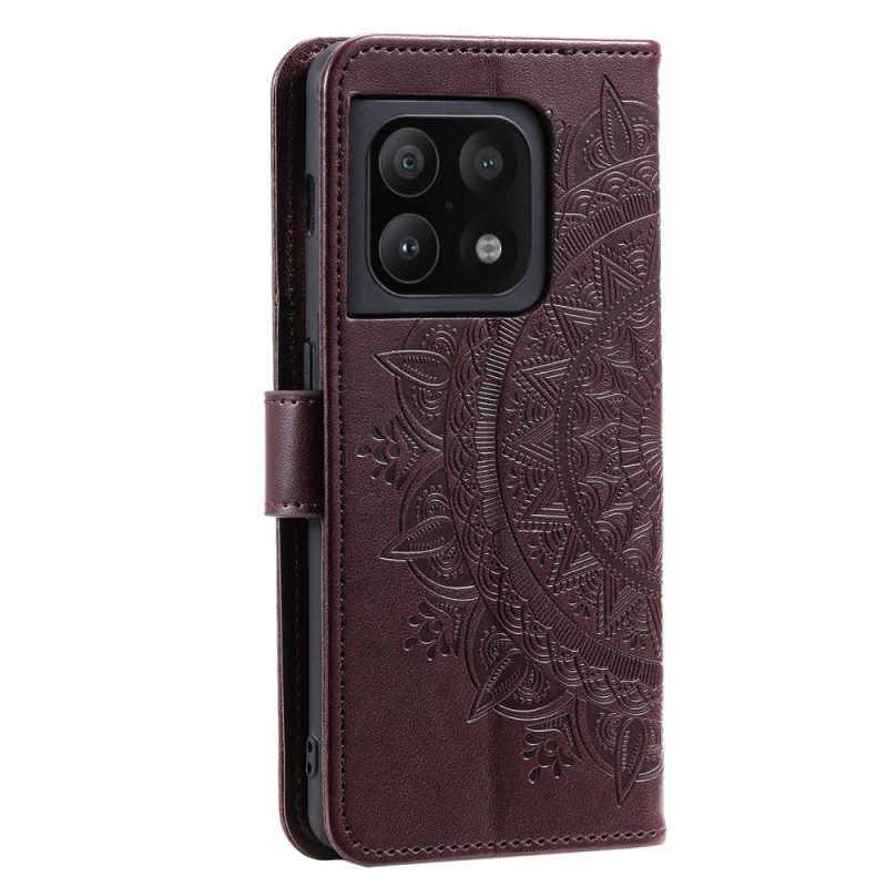 Flip Case Für OnePlus 10 Pro 5G Sonnenmandala