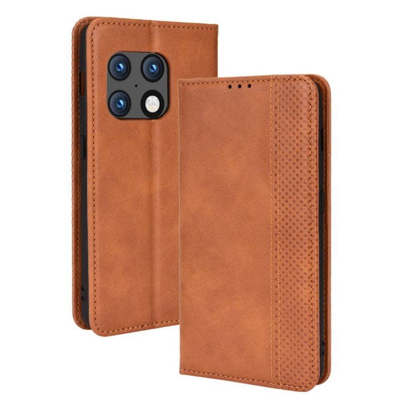 Schutzhülle Für OnePlus 10 Pro 5G Flip Case Stilisierter Vintage-ledereffekt