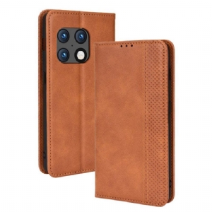 Schutzhülle Für OnePlus 10 Pro 5G Flip Case Stilisierter Vintage-ledereffekt