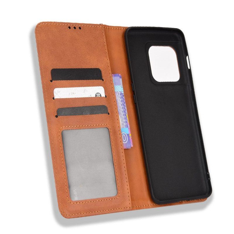 Schutzhülle Für OnePlus 10 Pro 5G Flip Case Stilisierter Vintage-ledereffekt