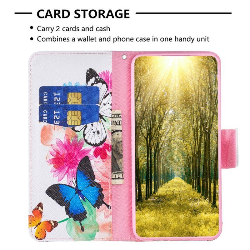 Flip Case Für Poco X5 5G Aquarell-schmetterlinge