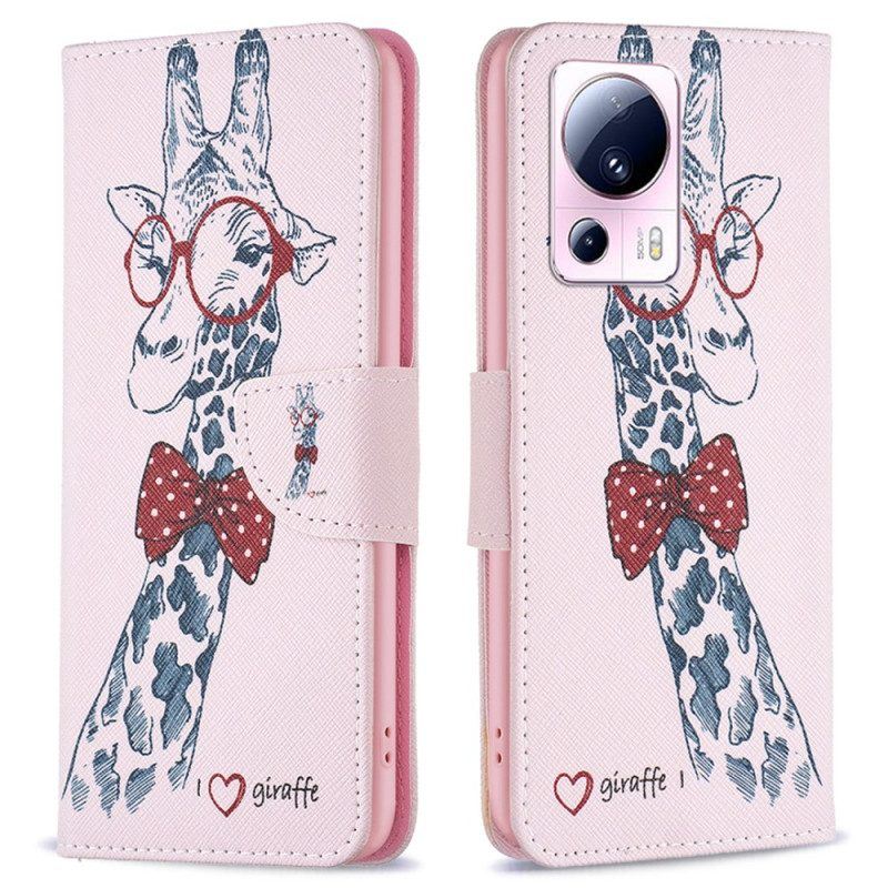 Lederhüllen Für Xiaomi 13 Lite Kluge Giraffe