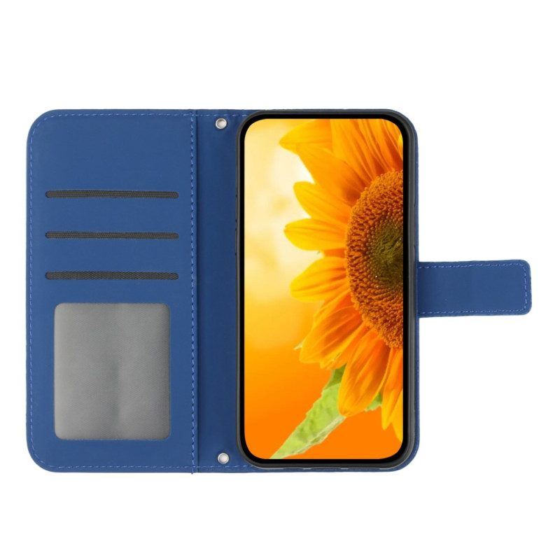 Lederhüllen Für Xiaomi 13 Lite Sonnenblume Mit Schlüsselband