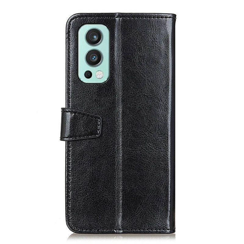 Flip Case Für OnePlus Nord 2 5G Einfacher Glänzender Ledereffekt