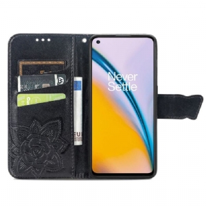 Flip Case Für OnePlus Nord 2 5G Geprägter Schmetterling