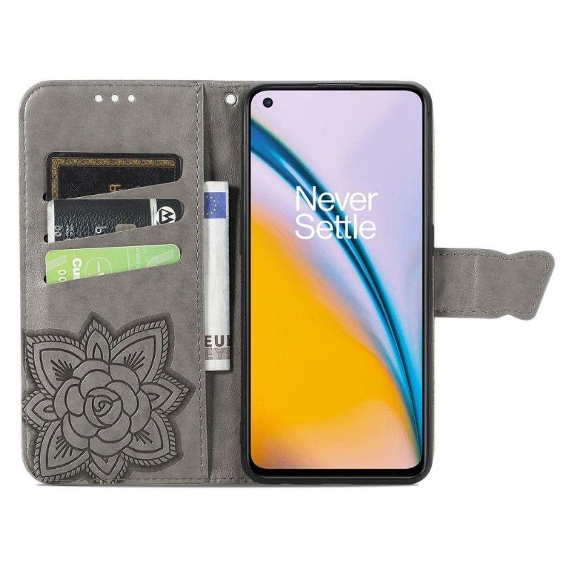 Flip Case Für OnePlus Nord 2 5G Geprägter Schmetterling