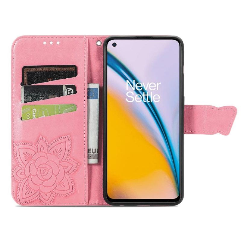 Flip Case Für OnePlus Nord 2 5G Geprägter Schmetterling