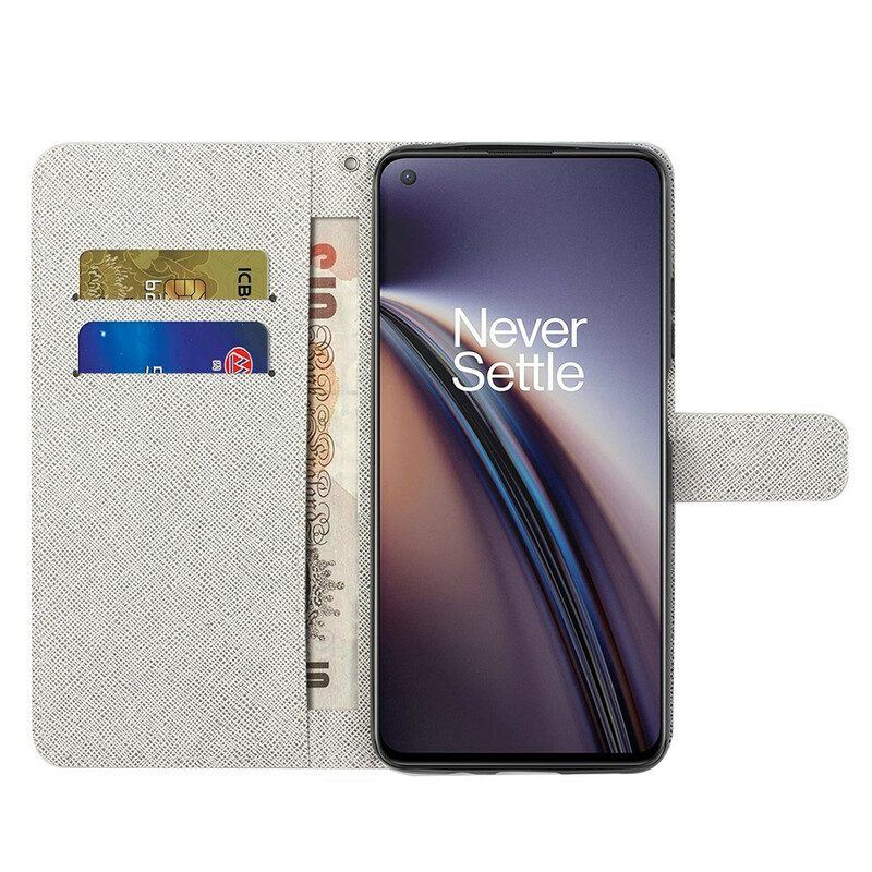 Flip Case Für OnePlus Nord 2 5G Mit Kordel Mondriemenblumen