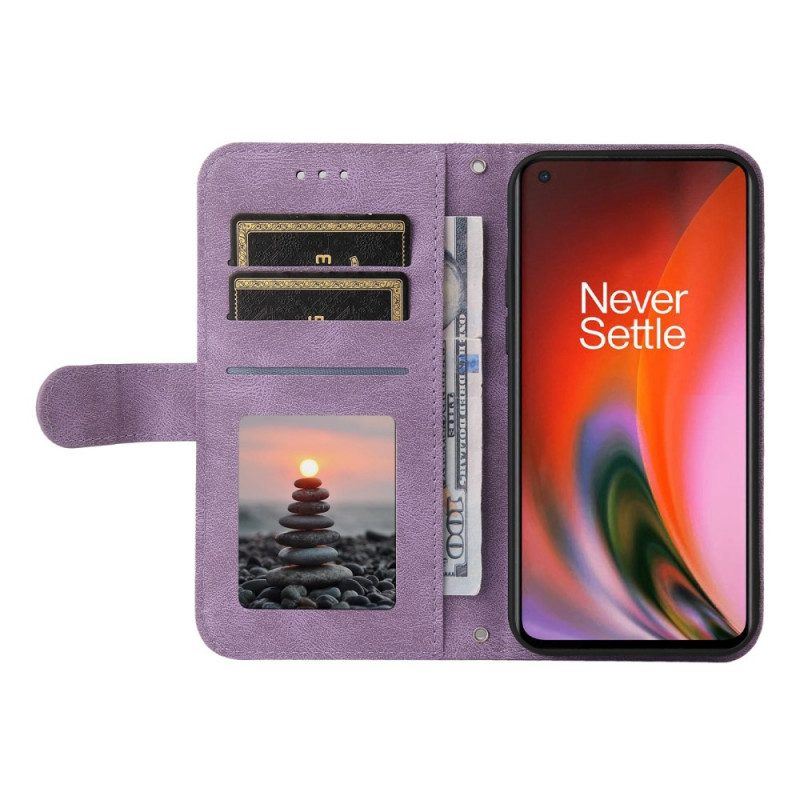 Flip Case Für OnePlus Nord 2 5G Nieten Und Riemen Aus Kunstleder