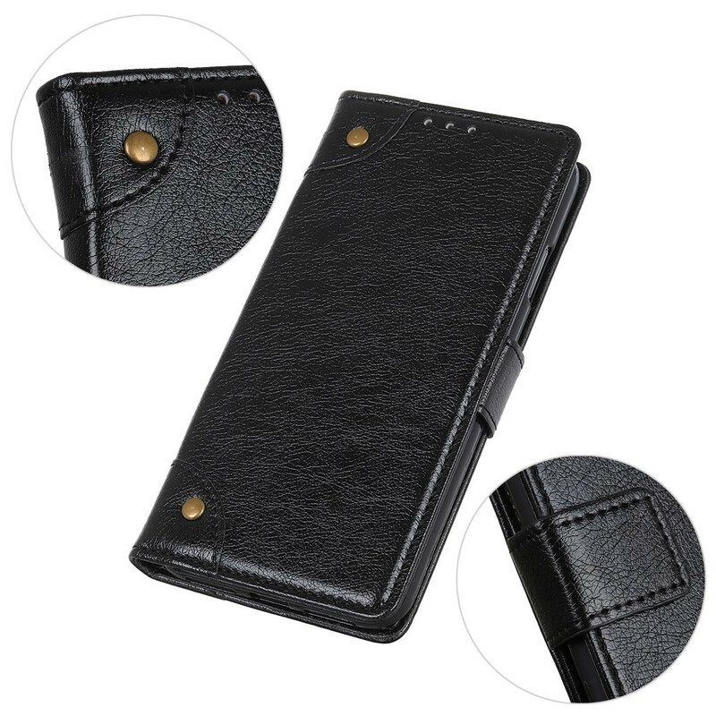 Flip Case Für OnePlus Nord 2 5G Stil: Nappaleder Mit Vintage-nieten