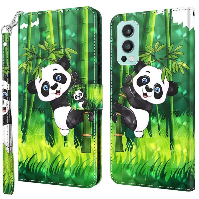 Lederhüllen Für OnePlus Nord 2 5G Panda Und Bambus