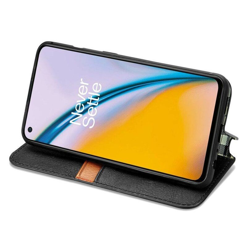 Schutzhülle Für OnePlus Nord 2 5G Flip Case Rautenstruktur In Lederoptik