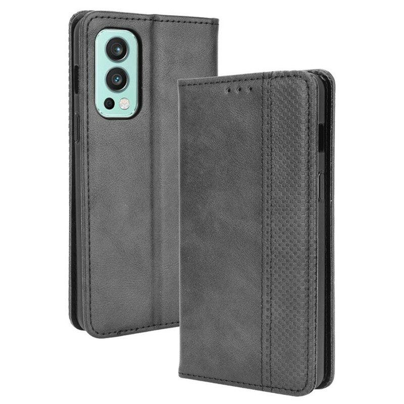 Schutzhülle Für OnePlus Nord 2 5G Flip Case Stilisierter Vintage-ledereffekt