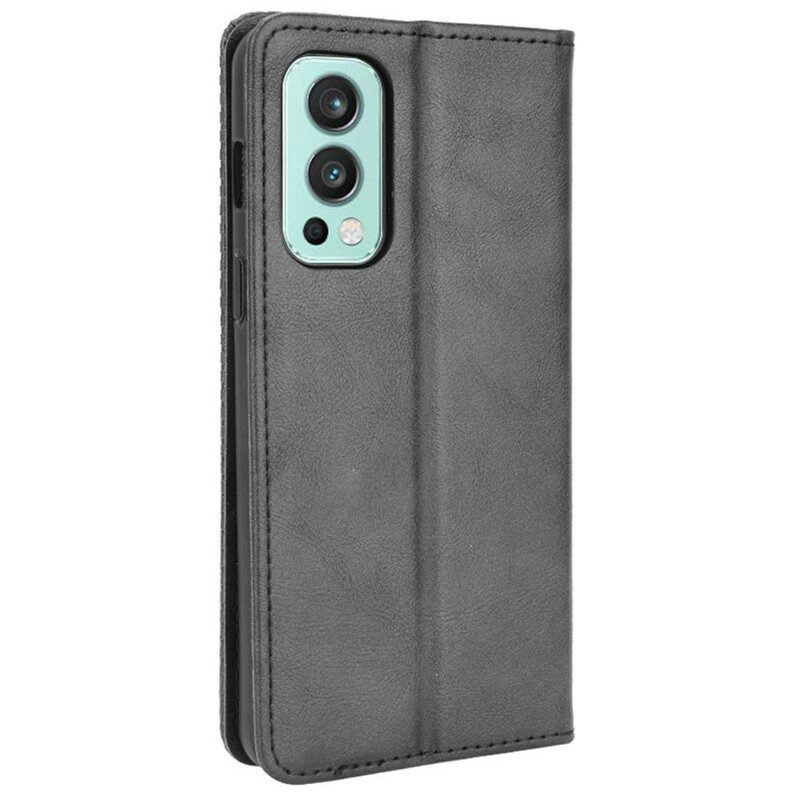 Schutzhülle Für OnePlus Nord 2 5G Flip Case Stilisierter Vintage-ledereffekt