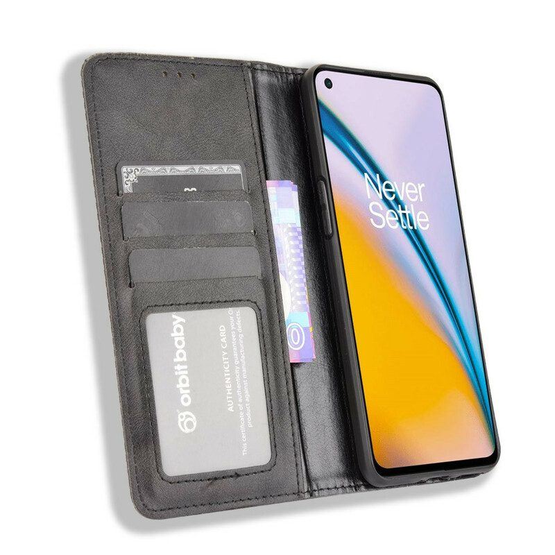 Schutzhülle Für OnePlus Nord 2 5G Flip Case Stilisierter Vintage-ledereffekt