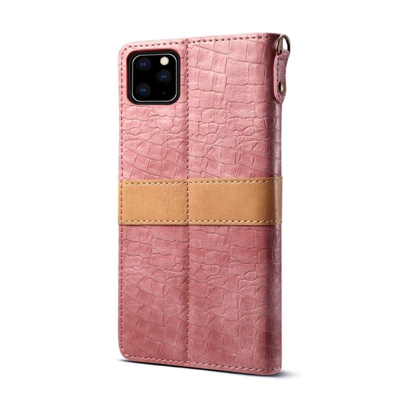 Flip Case Für iPhone 11 Pro Croc-kunstleder-effekt